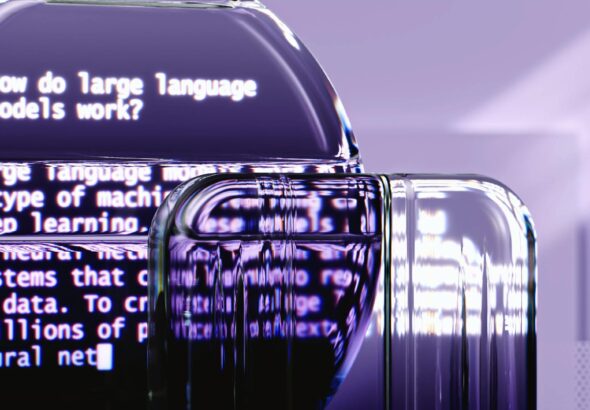 Abstract representation of large language models and AI technology.